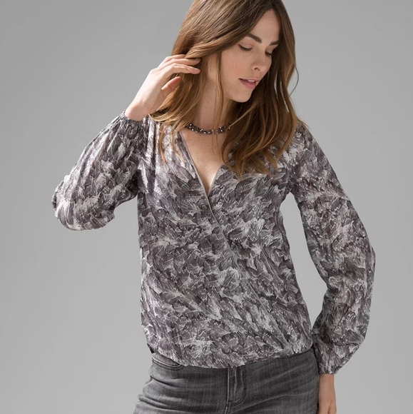 NWT, WHBM Blouse, Gray/Silver/Black/White, Size 2 - Picture 13 of 13